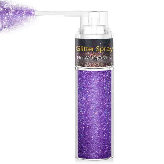 Haar- und Körperglitzer-Spray, 1 Stück funkelnder violetter Haarglitzer, extra feines Gesichtsschimmerpulver für Kleidung, Festival-Lose-Glitzerpulver für Rave-Kleidung, Nagelkunst, Oster- und Halloween-Bastelarbeiten (1 Stück Lila)