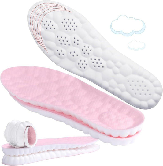 4D Cloud-Like Komfort Sohlen für Damen - Weiche Memory-Schaum-Einlegesohlen mit Fußgewölbeunterstützung - Zuschneidbare Stepper-Einlagen gegen Fußschmerzen und Ermüdung (Pink, US W 6.5-9)
