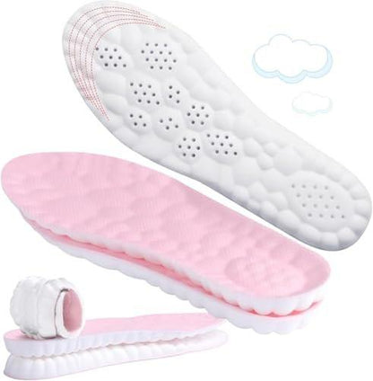 4D Cloud-Like Komfort Sohlen für Damen - Weiche Memory-Schaum-Einlegesohlen mit Fußgewölbeunterstützung - Zuschneidbare Stepper-Einlagen gegen Fußschmerzen und Ermüdung (Pink, US W 6.5-9)