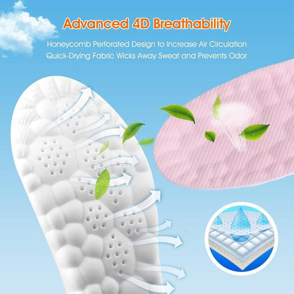 4D Cloud-Like Komfort Sohlen für Damen - Weiche Memory-Schaum-Einlegesohlen mit Fußgewölbeunterstützung - Zuschneidbare Stepper-Einlagen gegen Fußschmerzen und Ermüdung (Pink, US W 6.5-9)