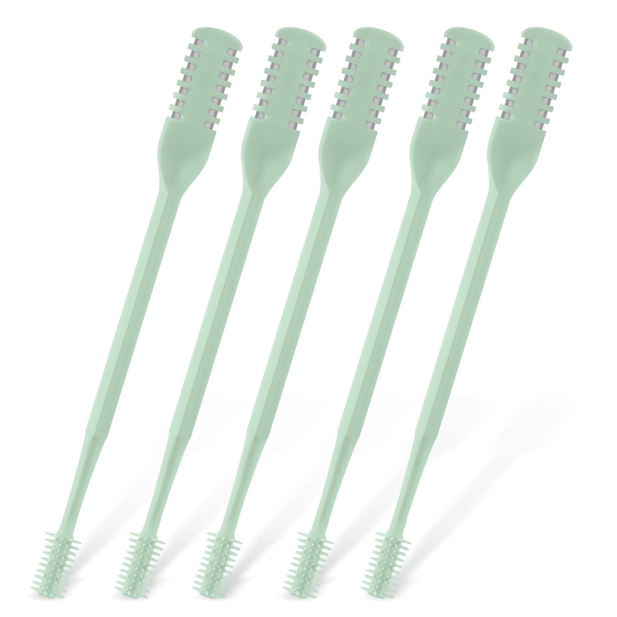 CNDNO 5er-Pack 2-in-1 Nasenhaarschneider, Doppelseitiger Nasenhaarentferner, Tragbarer 360° Drehbarer Manueller Nasenhaartrimmer für Männer und Frauen, Mintgrün