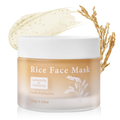 Bmrewax Reis-Gesichtsmaske, sanfte, peelende Waschmaske für stumpfe, raue Haut, Porenreinigung, Entfernung abgestorbener Hautzellen für alle Hauttypen, 3,53 Fl Oz