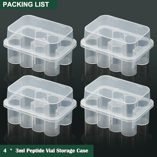 4er-Pack Peptid-Aufbewahrungsbox für den Kühlschrank – 3-ml-Durchstechflaschenhalter, 10 Fächer pro Box, insgesamt 40 Fächer, halbtransparentes Vial-Etui für Insulin und Peptide