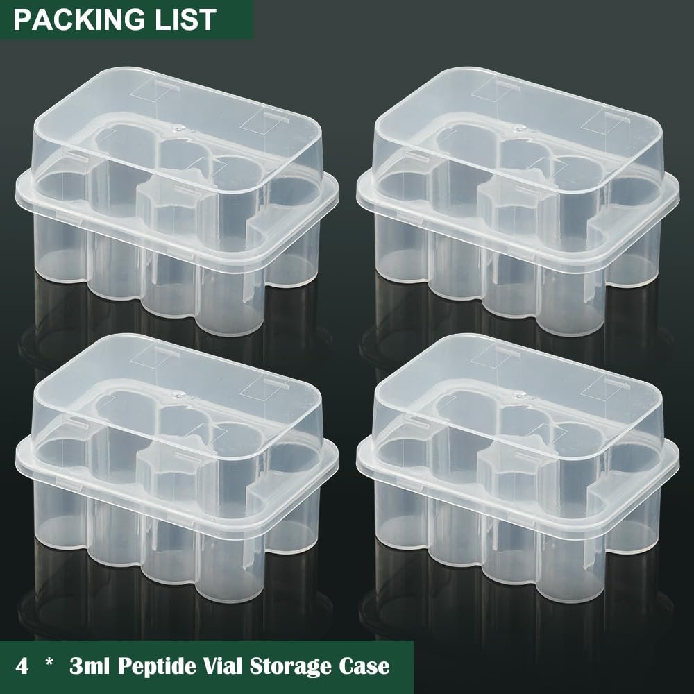 4er-Pack Peptid-Aufbewahrungsbox für den Kühlschrank – 3-ml-Durchstechflaschenhalter, 10 Fächer pro Box, insgesamt 40 Fächer, halbtransparentes Vial-Etui für Insulin und Peptide
