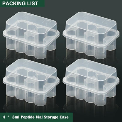 4er-Pack Peptid-Aufbewahrungsbox für den Kühlschrank – 3-ml-Durchstechflaschenhalter, 10 Fächer pro Box, insgesamt 40 Fächer, halbtransparentes Vial-Etui für Insulin und Peptide