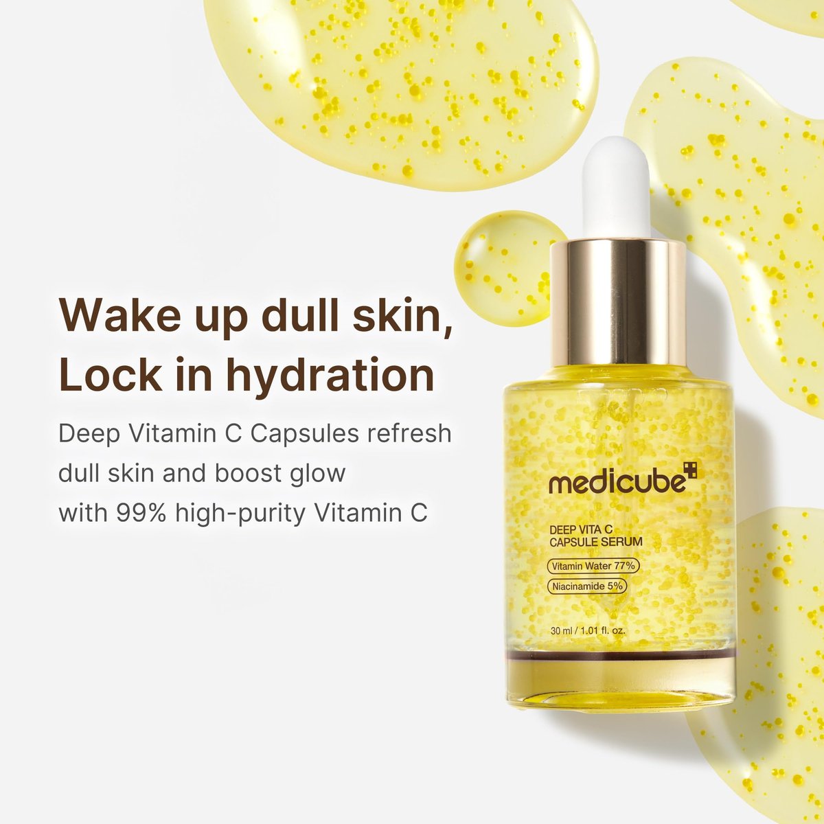 medicube Deep Vitamin C Kapsel Serum – Feuchtigkeitsspendendes Vitamin C Serum für fahle und unebene Haut – Liposomenkapseln für glatte, strahlende Textur – Koreanische Hautpflege 30 ml
