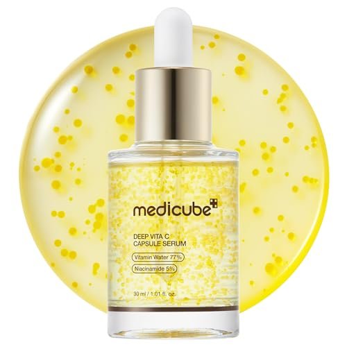 medicube Deep Vitamin C Kapsel Serum – Feuchtigkeitsspendendes Vitamin C Serum für fahle und unebene Haut – Liposomenkapseln für glatte, strahlende Textur – Koreanische Hautpflege 30 ml