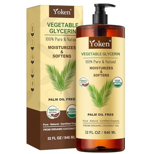 Bio-Glycerin pflanzlich 946 ml USDA-zertifiziert, flüssiges Glycerol aus Kokosnuss, ohne Palmöl, rein natürlich für Haut, Gesicht, Haare, DIY Seife & Schleim, Trägeröl für ätherische Öle