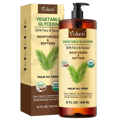 Bio-Glycerin pflanzlich 946 ml USDA-zertifiziert, flüssiges Glycerol aus Kokosnuss, ohne Palmöl, rein natürlich für Haut, Gesicht, Haare, DIY Seife & Schleim, Trägeröl für ätherische Öle