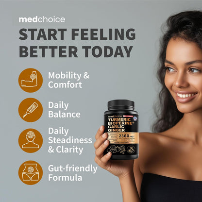 Extra Starkes Kurkuma Kapseln mit 2360 mg Curcumin & Schwarzem Pfeffer – Hochdosiert & Bio-Qualität für Verdauungskomfort & tägliche Unterstützung (120 Kapseln, 1 Packung)