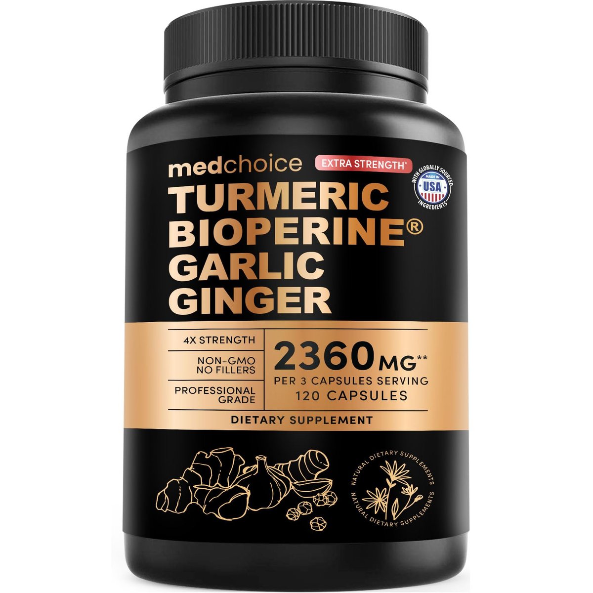 Extra Starkes Kurkuma Kapseln mit 2360 mg Curcumin & Schwarzem Pfeffer – Hochdosiert & Bio-Qualität für Verdauungskomfort & tägliche Unterstützung (120 Kapseln, 1 Packung)