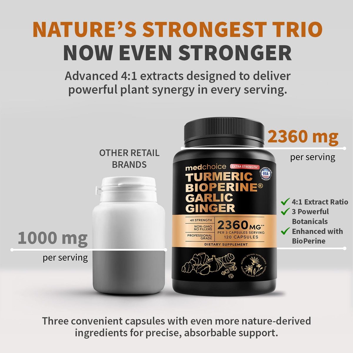 Extra Starkes Kurkuma Kapseln mit 2360 mg Curcumin & Schwarzem Pfeffer – Hochdosiert & Bio-Qualität für Verdauungskomfort & tägliche Unterstützung (120 Kapseln, 1 Packung)