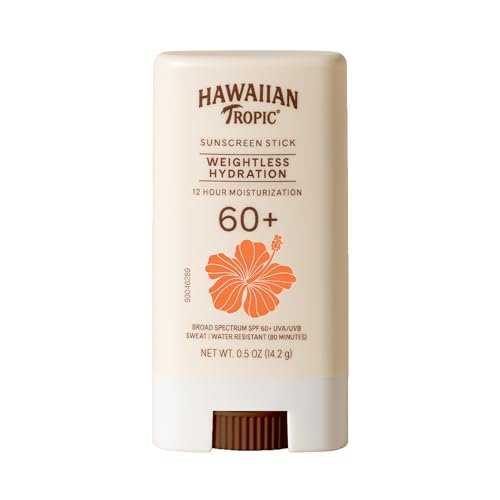 Hawaiian Tropic Weightless Hydration Sunscreen Stick SPF 60+ – Mini Sonnenstick für Gesicht und Körper, 0,5 oz