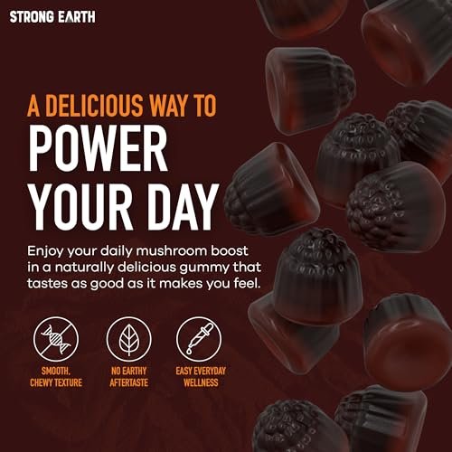 YUM-V'S Pilz-Gummis mit Ashwagandha – 350 mg 10-in-1 Pilzmischung – Löwenmähne, Cordyceps, Reishi, Chaga, Truthahnschwanz, Maitake, Shiitake – Gelatinefrei, vegetarisch – 60 Stück (2 pro Portion)