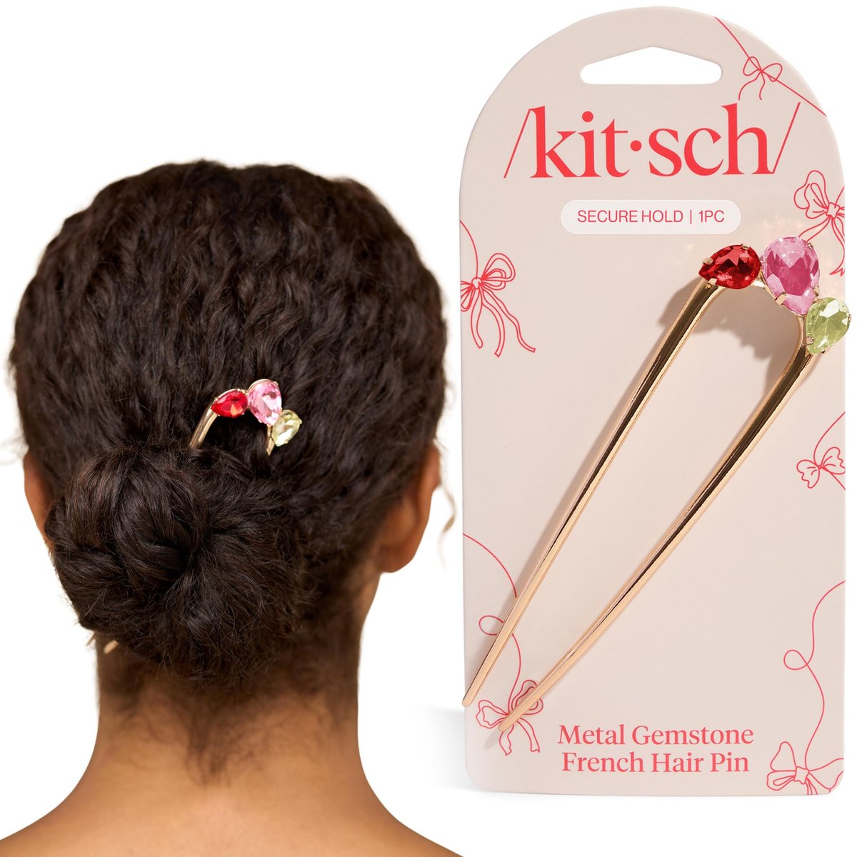 Kitsch French Haarspange für Damen – Goldene Haaraccessoires mit Edelstein-Akzenten, leichter Haarstab für mühelose Hochsteckfrisuren, Twists & Dutt | Ideales Geschenk für Frauen