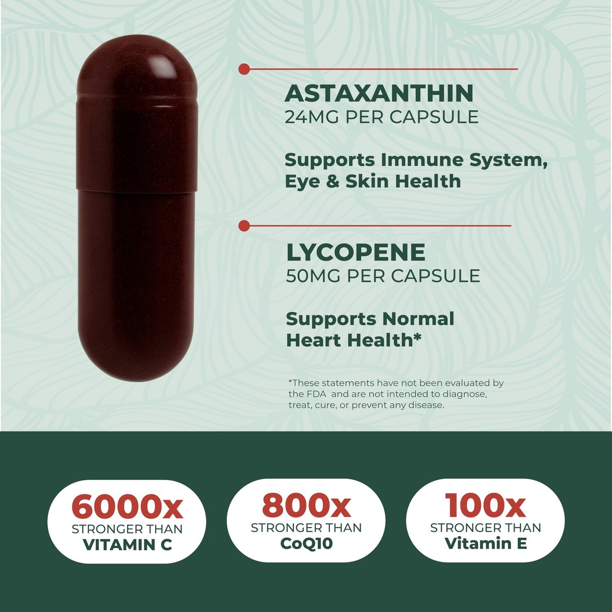 PurePremium Astaxanthin Kapseln 24 mg mit Lycopin 50 mg – Antioxidantien für Haut- und Augengesundheit & Immunsystem – 60 Kapseln, 2-Monatsvorrat