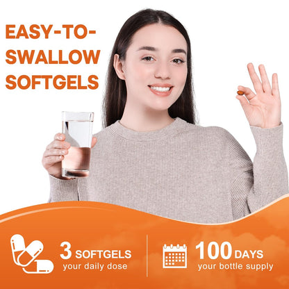 Kürbiskernöl mit Sägepalmenkapseln, 3000mg/Portion, 300 Softgels | Kaltgepresstes, reines natives Öl mit essentiellen Fettsäuren & Phytosterolen | Unterstützt Haar-, Harn-, Blasen- & Prostatagesundheit