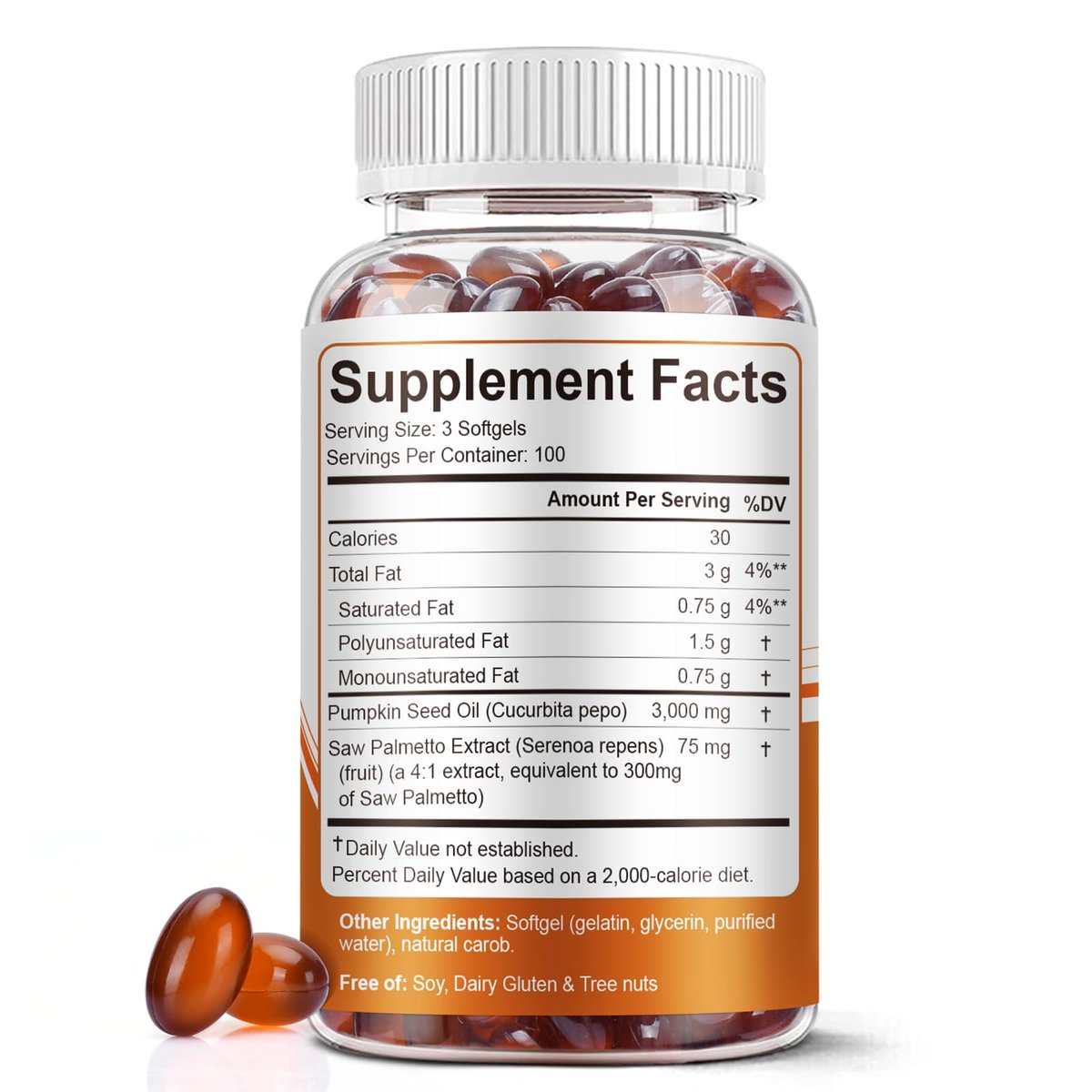 Kürbiskernöl mit Sägepalmenkapseln, 3000mg/Portion, 300 Softgels | Kaltgepresstes, reines natives Öl mit essentiellen Fettsäuren & Phytosterolen | Unterstützt Haar-, Harn-, Blasen- & Prostatagesundheit