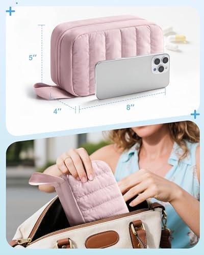 Marscamd Puffy Diabetes Reiseetui mit 2 Kühlpacks, Insulin Kühltasche mit mehreren Taschen, Rosa