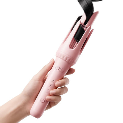Dyhoo Auto Curling Iron 1,25 Zoll – Rotierender Lockenstab für Beach Waves, Antiverbrühung & Antiverknotung, Keramik-Wellstab für langes Haar, Doppelspannung, Pink