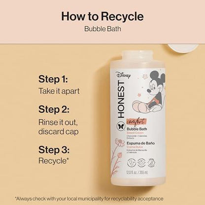 The Honest Company Schaumbad – Sanft genug für Babys, dermatologisch getestet, tränenfrei, hypoallergen, Disney Micky Maus Comfort Sweet Cream, 355 ml