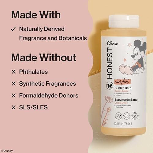 The Honest Company Schaumbad – Sanft genug für Babys, dermatologisch getestet, tränenfrei, hypoallergen, Disney Micky Maus Comfort Sweet Cream, 355 ml