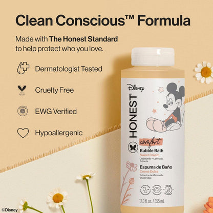 The Honest Company Schaumbad – Sanft genug für Babys, dermatologisch getestet, tränenfrei, hypoallergen, Disney Micky Maus Comfort Sweet Cream, 355 ml