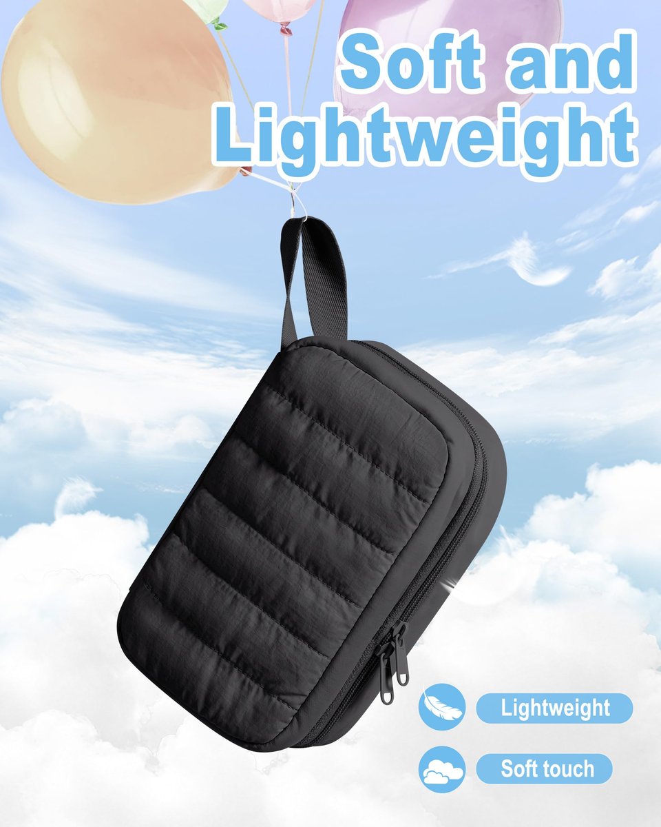 Marscamd Puffy Diabetes-Reiseetui mit 2 Kühlakkus, Insulin-Kühltasche mit mehreren Fächern, Schwarz