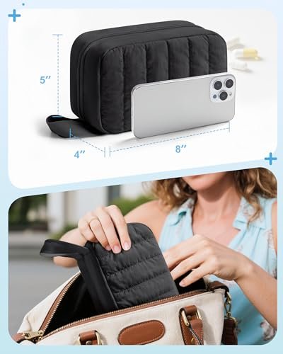 Marscamd Puffy Diabetes-Reiseetui mit 2 Kühlakkus, Insulin-Kühltasche mit mehreren Fächern, Schwarz