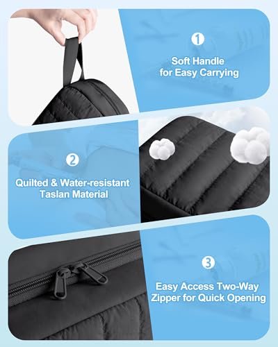 Marscamd Puffy Diabetes-Reiseetui mit 2 Kühlakkus, Insulin-Kühltasche mit mehreren Fächern, Schwarz