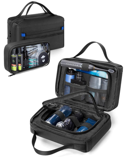 Marscamd Kulturbeutel mit Reisecube – Wasserdichte Hygiene-Tasche für Herren, vielseitiger Organizer für Rasierzubehör, Bad- und Duschutensilien, Schwarz