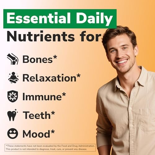 Vitalibre Vitamin D3 K2 + Magnesium Nahrungsergänzungsmittel, 10000 IE Vitamin D3 & 100 mcg K2, mit Magnesiumglycinat, für Knochen, Zähne, Immunsystem & Energie, hohe Bioverfügbarkeit, nicht-GVO, leicht zu schlucken, 60 Softgels