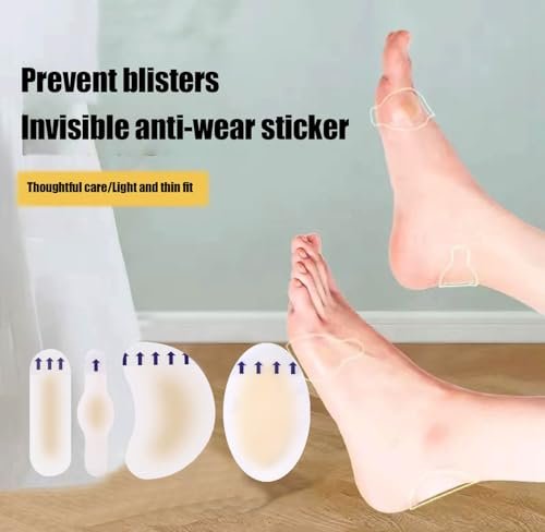 Amasodaon Fuß-Pflaster, Hydrokolloid-Gel Blasenpflaster für die Füße, wasserdichte Blasenpolster für Ferse, Zeh & Fuß, Vorbeugung & Heilung, Fuß-Anti-Reibungs-Schmerzlinderung (36 Stück)