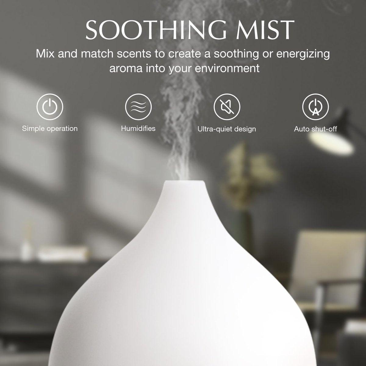 SALKING Aroma-Diffuser 100ml – Kleiner Ultraschall-Diffuser für ätherische Öle, Auto-Abschaltung, Kaltnebel-Luftbefeuchter mit warmweißem Licht, für Büro & Zuhause (Dunkle Holzmaserung)