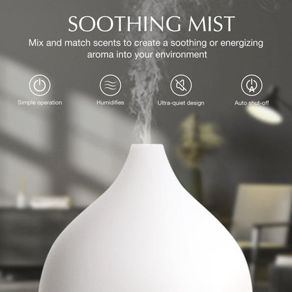 SALKING Aroma-Diffuser 100ml – Kleiner Ultraschall-Diffuser für ätherische Öle, Auto-Abschaltung, Kaltnebel-Luftbefeuchter mit warmweißem Licht, für Büro & Zuhause (Dunkle Holzmaserung)