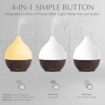 SALKING Aroma-Diffuser 100ml – Kleiner Ultraschall-Diffuser für ätherische Öle, Auto-Abschaltung, Kaltnebel-Luftbefeuchter mit warmweißem Licht, für Büro & Zuhause (Dunkle Holzmaserung)