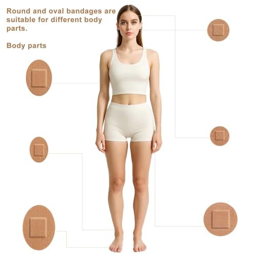 120 Stück runde und ovale Pflaster für das Gesicht – elastischer Stoff, flexibel, hautfreundlich, kleine Punkte für Nase, Hände und empfindliche Wunden (6 Größen)