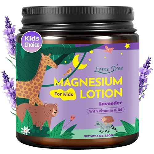 Magnesium Lotion für Kinder & Babys, Lavendel Magnesiumcreme für Schlaf, Beruhigung & Entspannung, Topische Butter für Beine, Arme, Ruhe in der Nacht (118 ml, Lavendel)