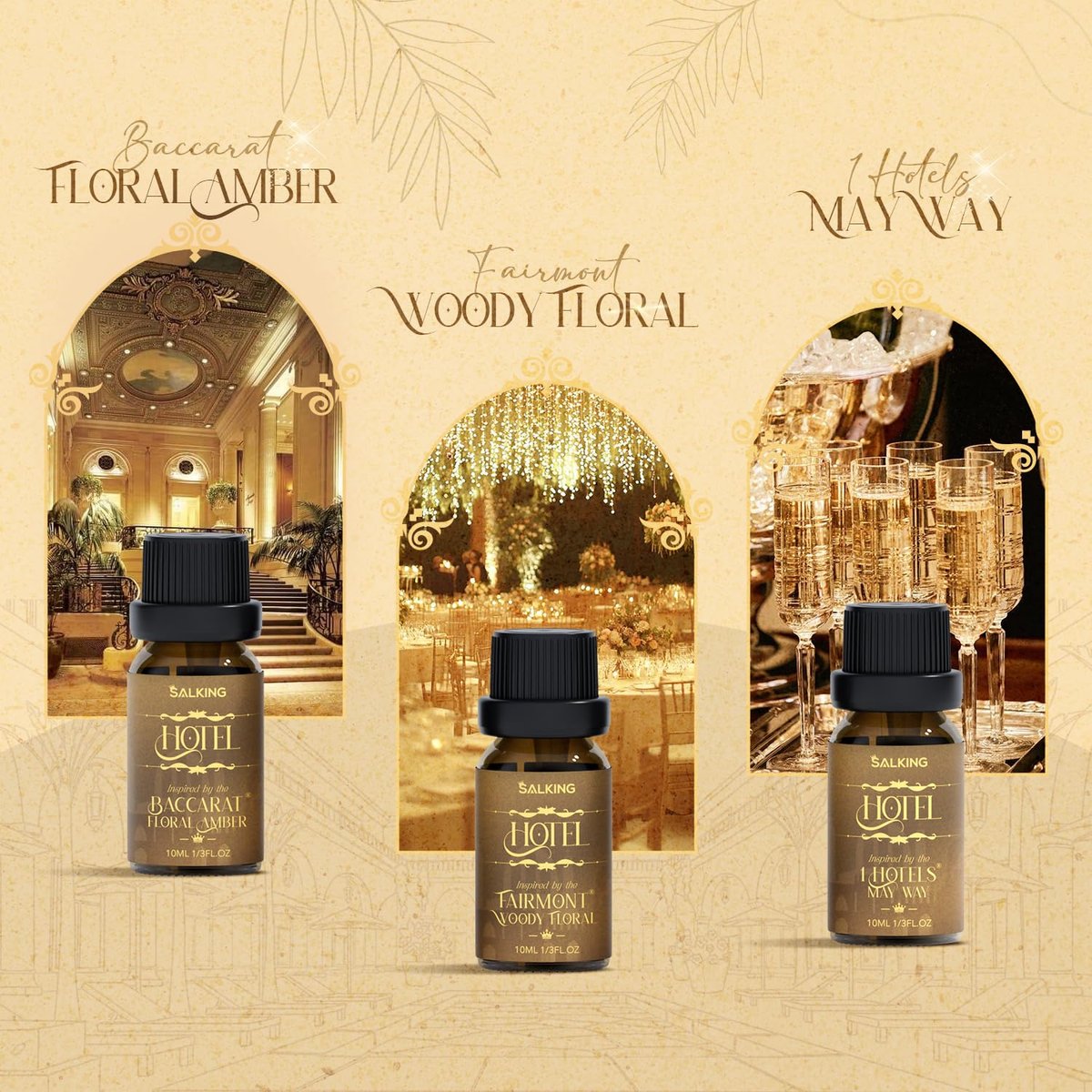 SALKING Hotel Diffuser Öl, Luxuriöses Hotel Duftöl Geschenkset, Premium Ätherisches Öl für Diffuser, inspiriert von den beliebtesten 5-Sterne-Düften, Weihnachtsgeschenke