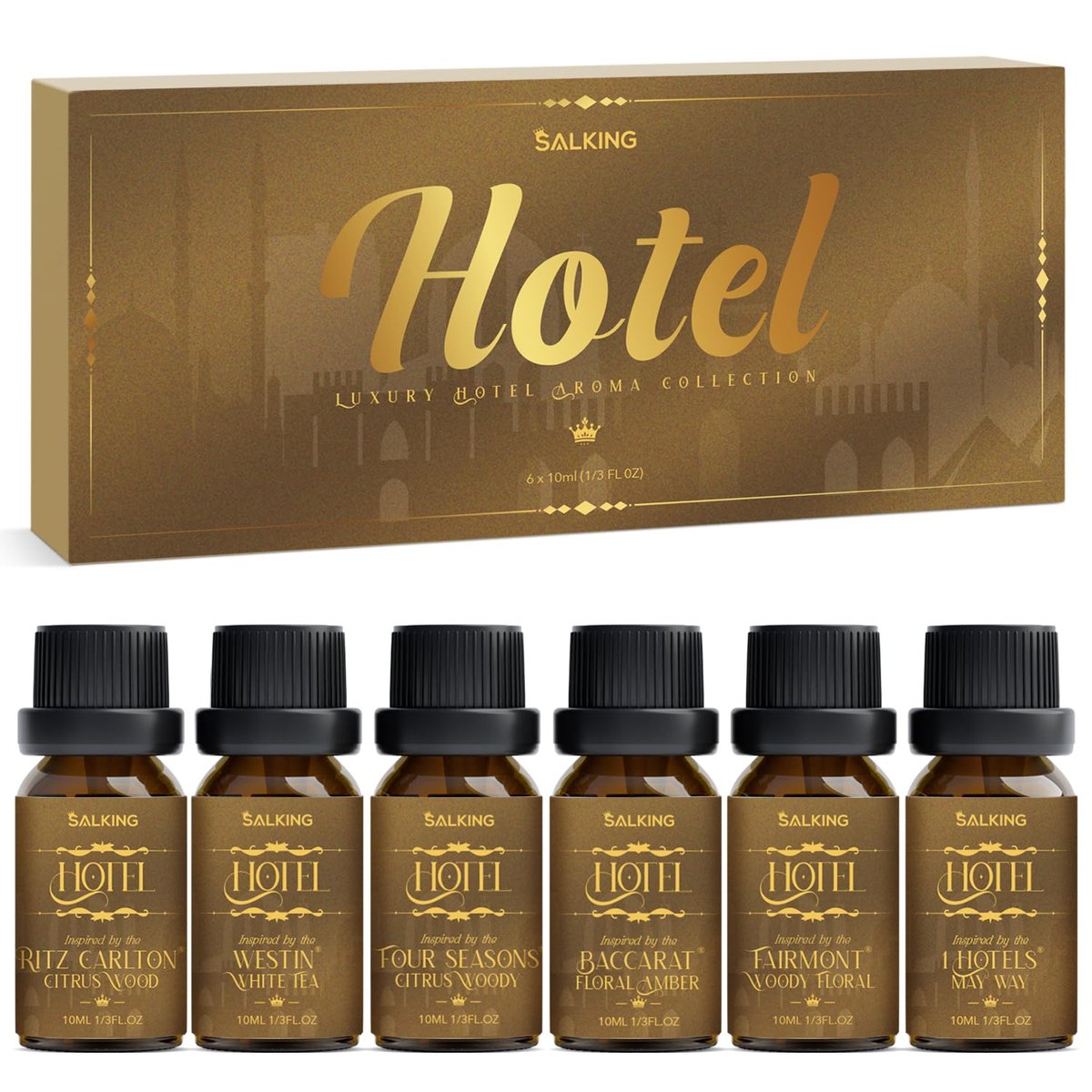 SALKING Hotel Diffuser Öl, Luxuriöses Hotel Duftöl Geschenkset, Premium Ätherisches Öl für Diffuser, inspiriert von den beliebtesten 5-Sterne-Düften, Weihnachtsgeschenke