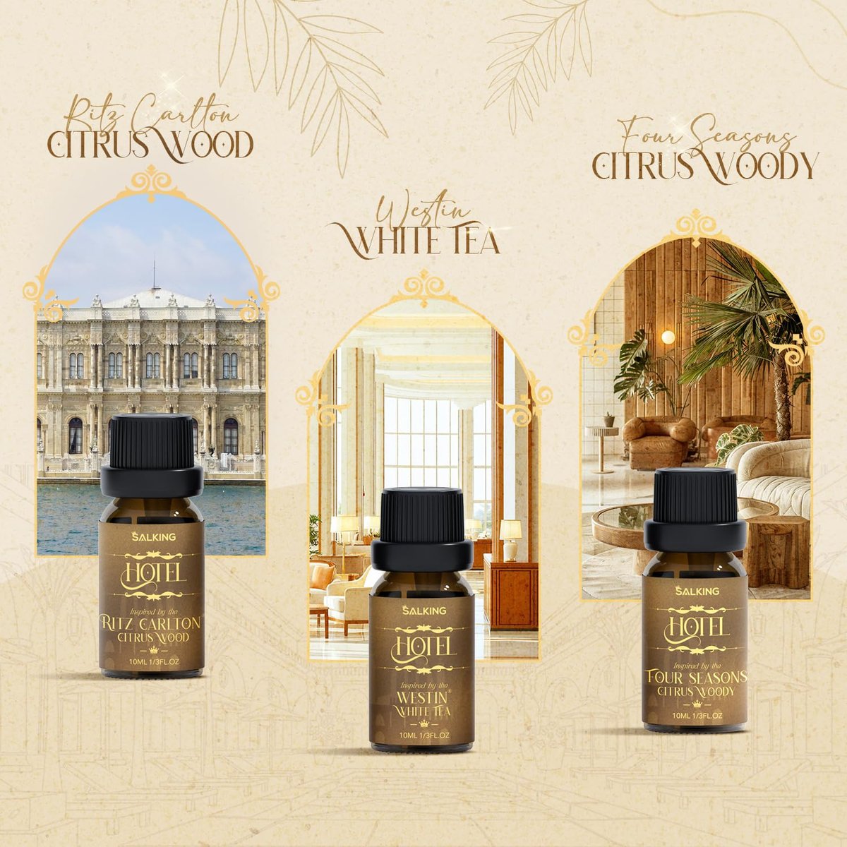 SALKING Hotel Diffuser Öl, Luxuriöses Hotel Duftöl Geschenkset, Premium Ätherisches Öl für Diffuser, inspiriert von den beliebtesten 5-Sterne-Düften, Weihnachtsgeschenke