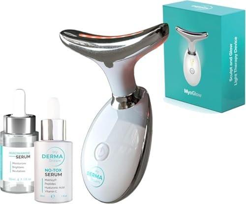 MyDerma Dream MyoGlow LED Arm, Neck, and Face Total Body Sculpting Device mit Niacinamid Serum und NoTox Serum – für schlaffe Arme, Beine und Truthahnhals