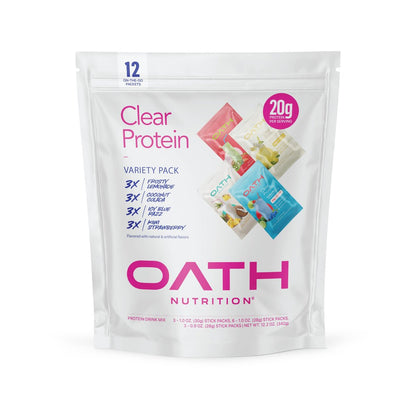 Oath Nutrition Clear Whey Isolate Proteinpulver Variety Pack – 12 Portionen, erfrischende Klarheit