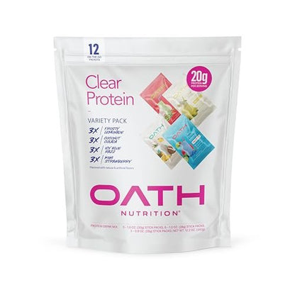 Oath Nutrition Clear Whey Isolate Proteinpulver Variety Pack – 12 Portionen, erfrischende Klarheit