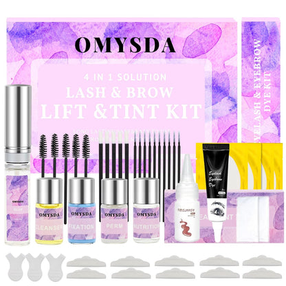 Lash Lift & Brow Lamination Kit – Schwarze Farbe, Professionelles Wimpern- und Augenbrauen-Perm-Set für Zuhause, 4-in-1 Lösung, 6–8 Wochen haltbar