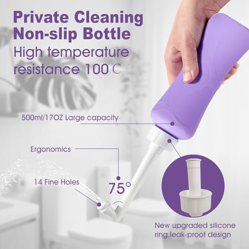 17oz Umgekehrte Peri-Flasche für die Zeit nach der Geburt, Große Kapazität Tragbares Bidet, Perinealflasche, Unverzichtbar nach der Geburt, Toilettenhilfe für Operationen, Hygiene für die Intimhygiene, Ideal für die Reinigung nach dem Toilettengang