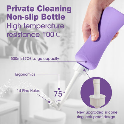 17oz Umgekehrte Peri-Flasche für die Zeit nach der Geburt, Große Kapazität Tragbares Bidet, Perinealflasche, Unverzichtbar nach der Geburt, Toilettenhilfe für Operationen, Hygiene für die Intimhygiene, Ideal für die Reinigung nach dem Toilettengang