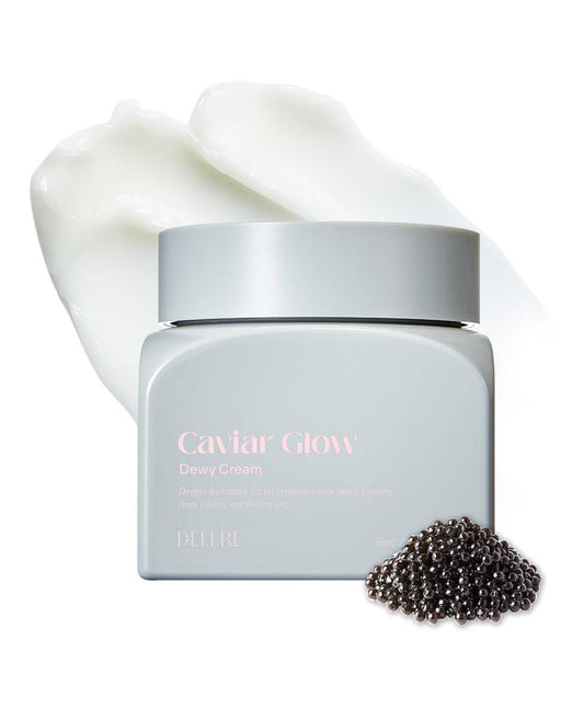 Delere Caviar Glow Dewy Cream – Feuchtigkeitscreme mit Kaviar-Kollagen und Hyaluronsäure für strahlende Glas-Haut, 1,7 oz