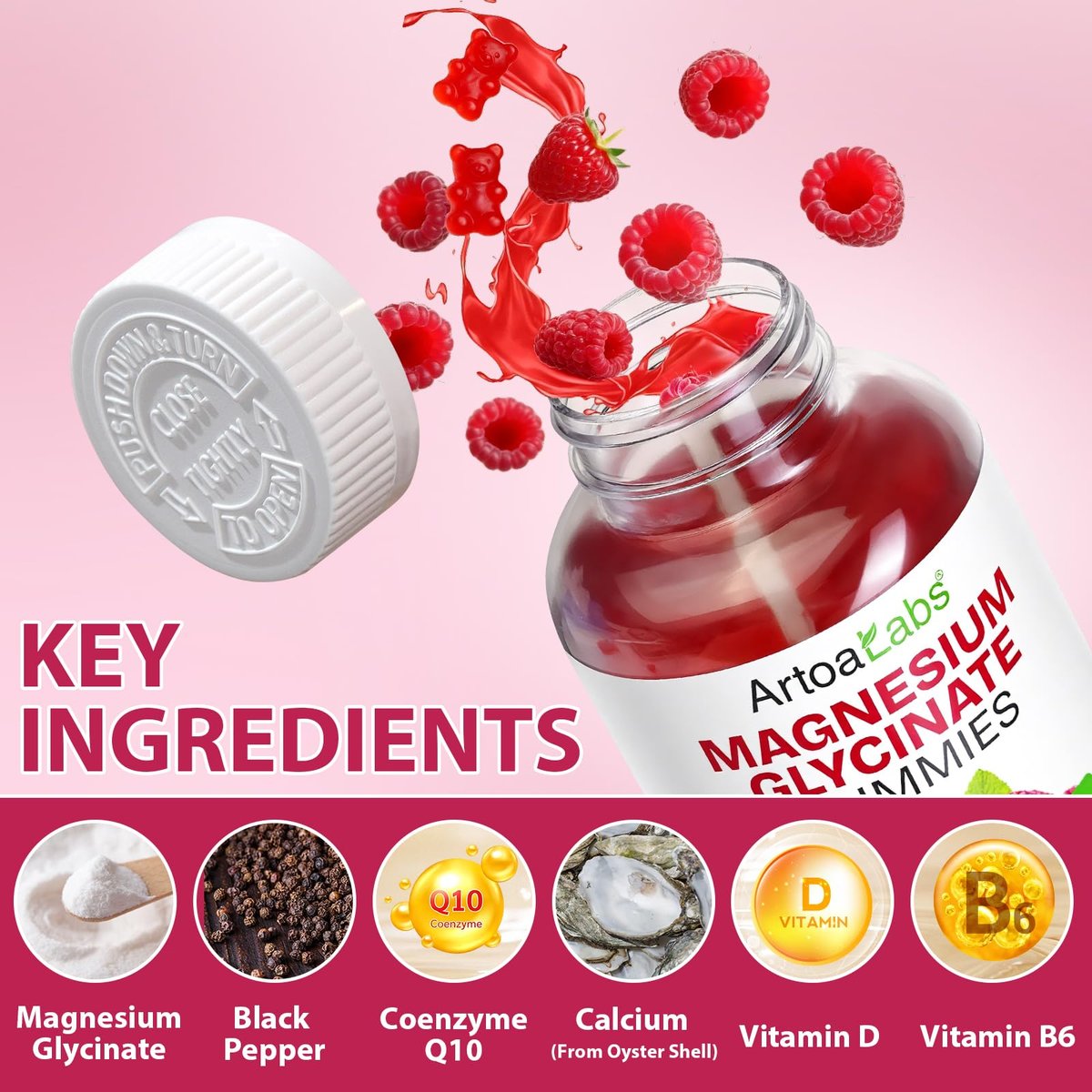 Magnesium Glycinat Gummies 120 Stück – Zuckerfreies Magnesiumpräparat für Schlaf, Gedächtnis, Stimmung, Muskeln, Entspannung, Herz- & Knochengesundheit