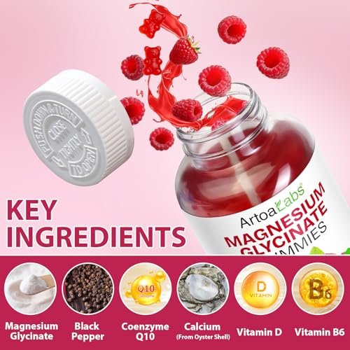 Magnesium Glycinat Gummies 120 Stück – Zuckerfreies Magnesiumpräparat für Schlaf, Gedächtnis, Stimmung, Muskeln, Entspannung, Herz- & Knochengesundheit